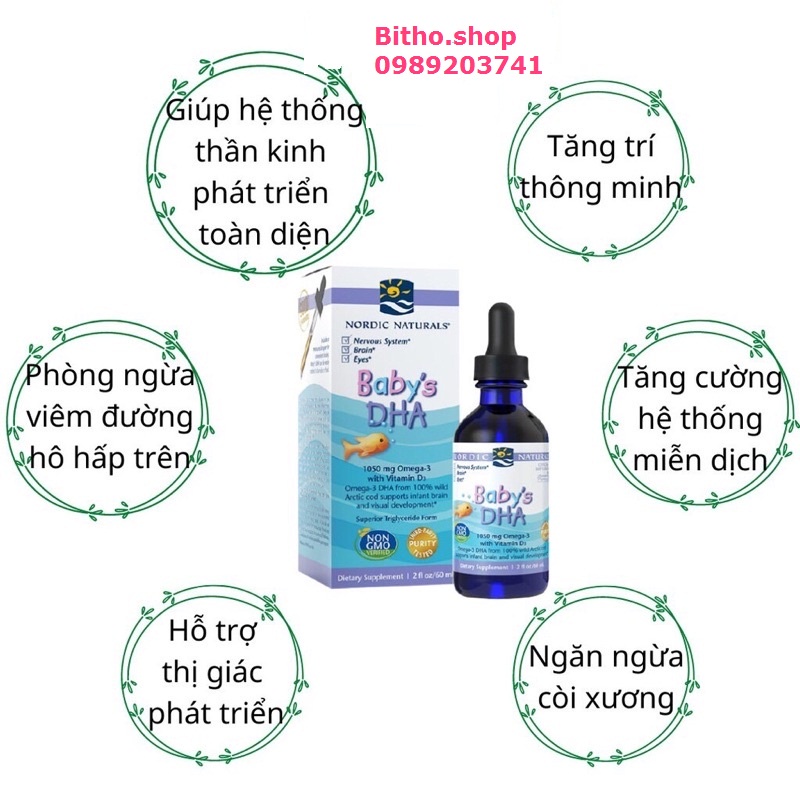[4/2024]Nordic Baby's DHA 60ml vitamin, miễn dịch cho trẻ