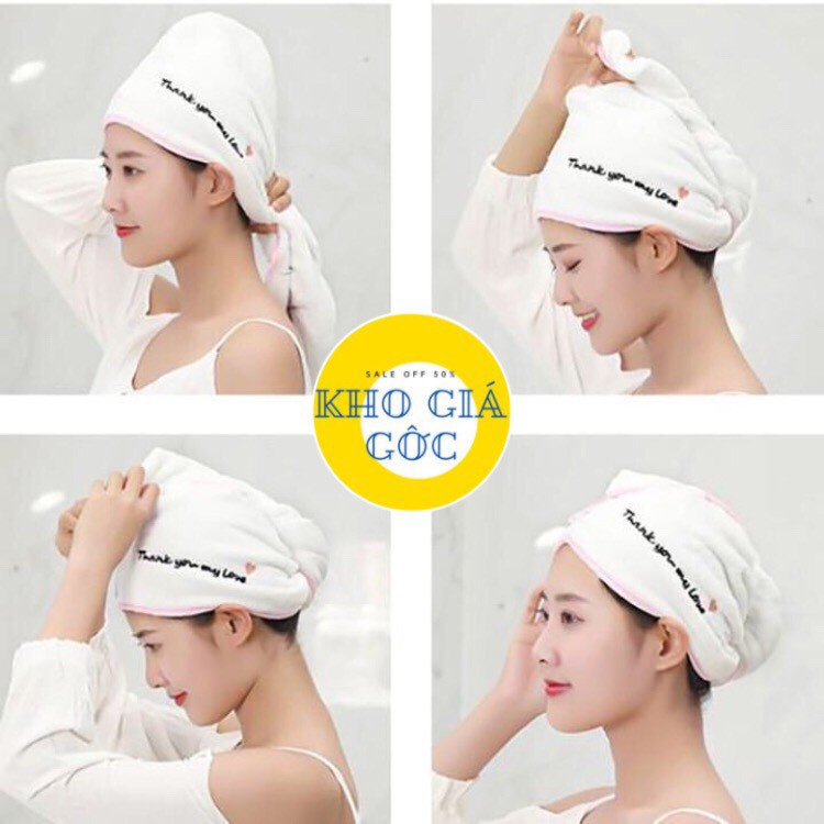 Khăn quấn khô tóc siêu tốc , khăn lau tóc thần thánh  siêu thấm  hút nước