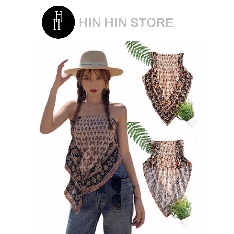 Áo croptop giả yếm dún thun co giãn HAC127 - Hỉn Hỉn Store