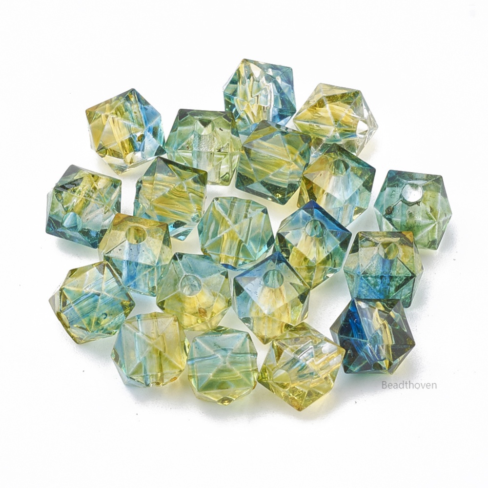 Set 100 hạt đa diện 7.5x8x8mm lỗ 1.8mm dùng làm đồ thủ công trang sức