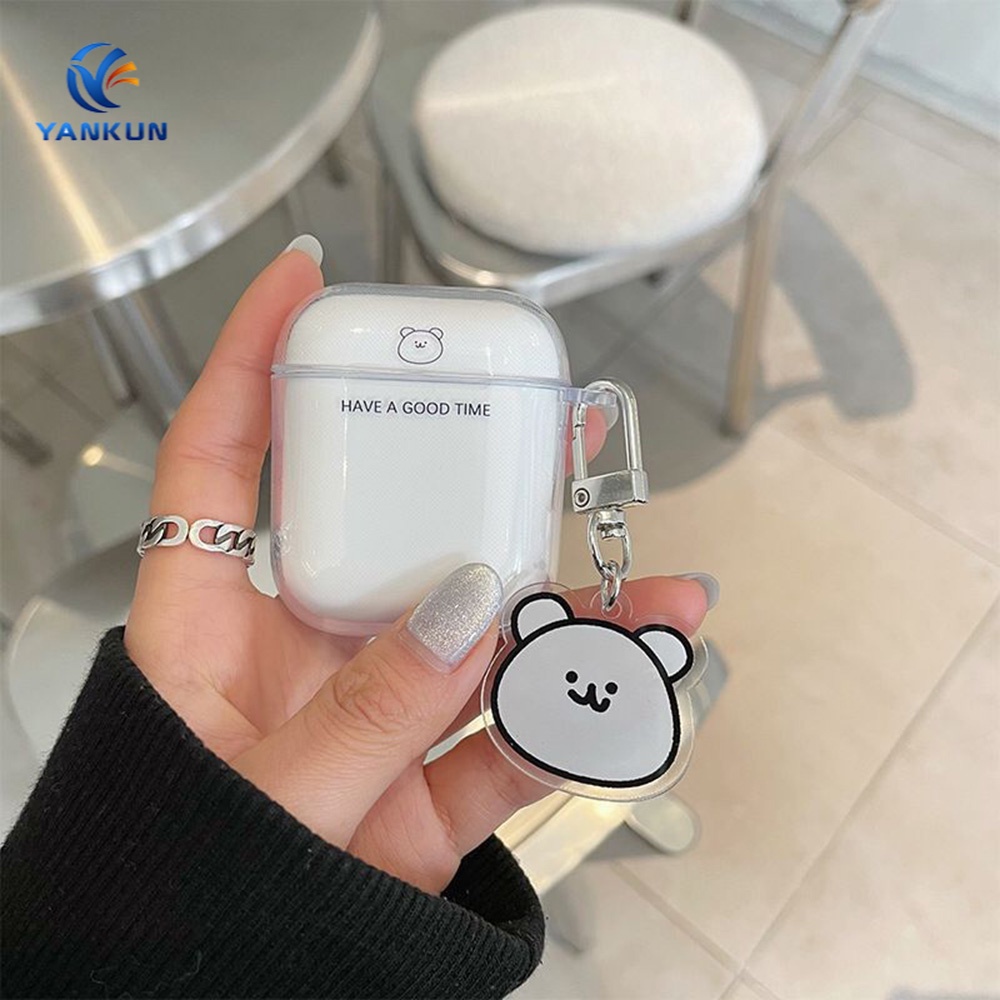 Vỏ Bảo Vệ Hộp Sạc Tai Nghe Airpods 1 / 2 Trong Suốt Hình Gấu Đơn Giản Sáng Tạo