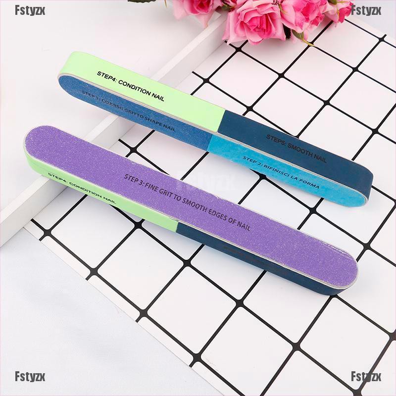 Fstyzx 2Pcs creative printing nail file sanding sand six-sided polishing file nail tool