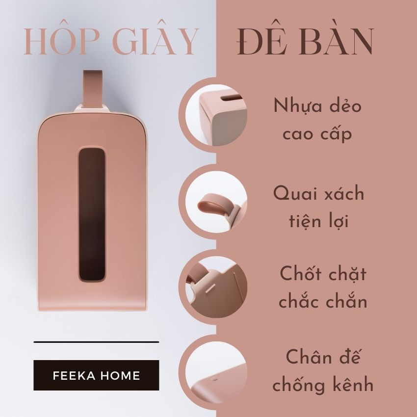 Hộp đựng giấy ăn sang trọng FEEKA đa năng cute dùng decor, hộp đựng khăn giấy ướt để bàn - ô tô dễ thương nhựa cao cấp