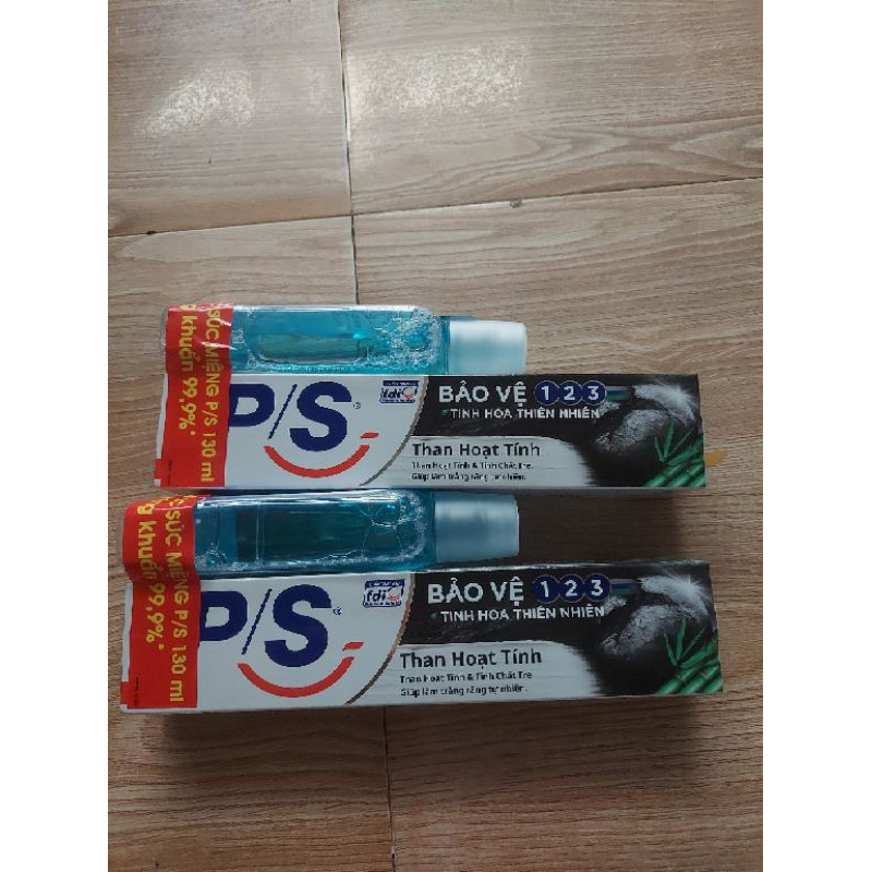 kem đánh răng p/s bảo vệ 123 than hoạt tính 180g (tặng nước súc miệng)