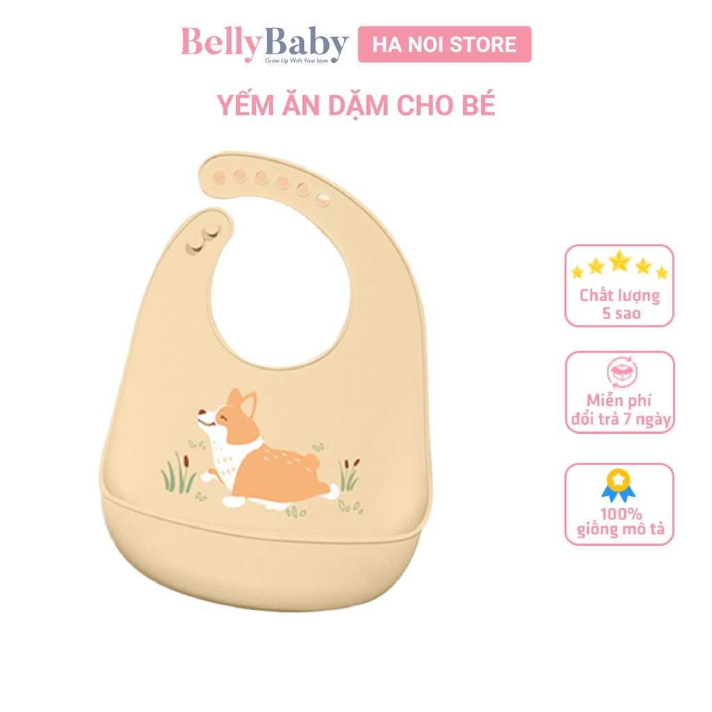 Yếm ăn dặm, Yếm ăn dặm cho bé Belly Baby cao cấp có máng chống thấm tiện dụng