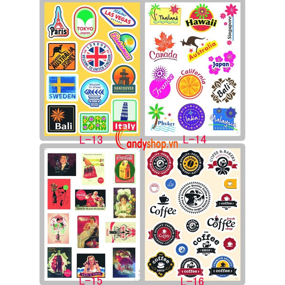 Combo 5 tờ Sticker dán Vali dễ thương bởi candyshop88
