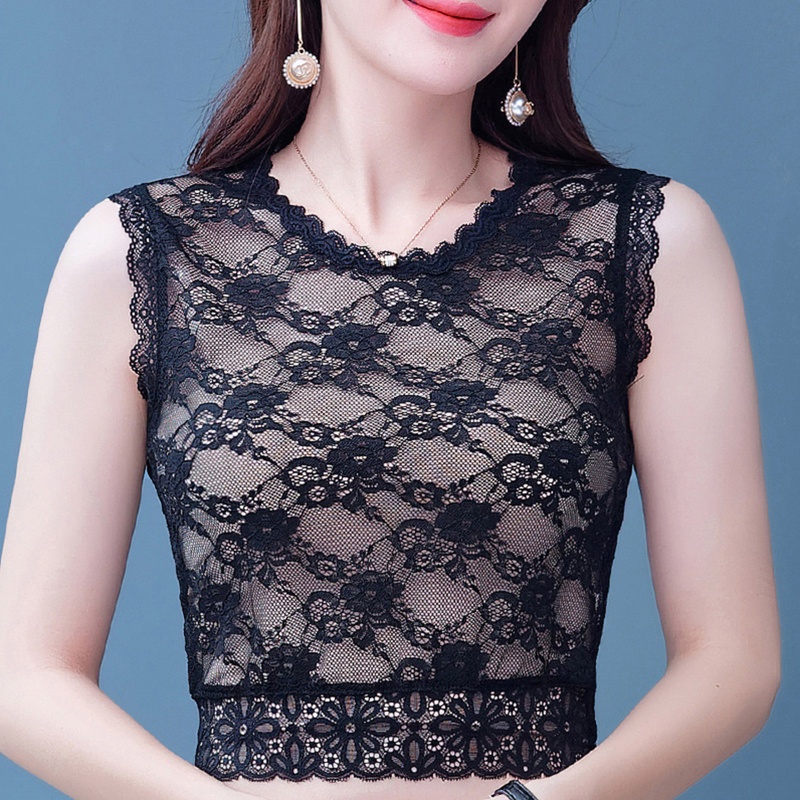 Áo Không Tay Cổ Tròn Màu Trơn Họa Tiết Hoa Mận Có Thể Tháo Rời Cho Nữ