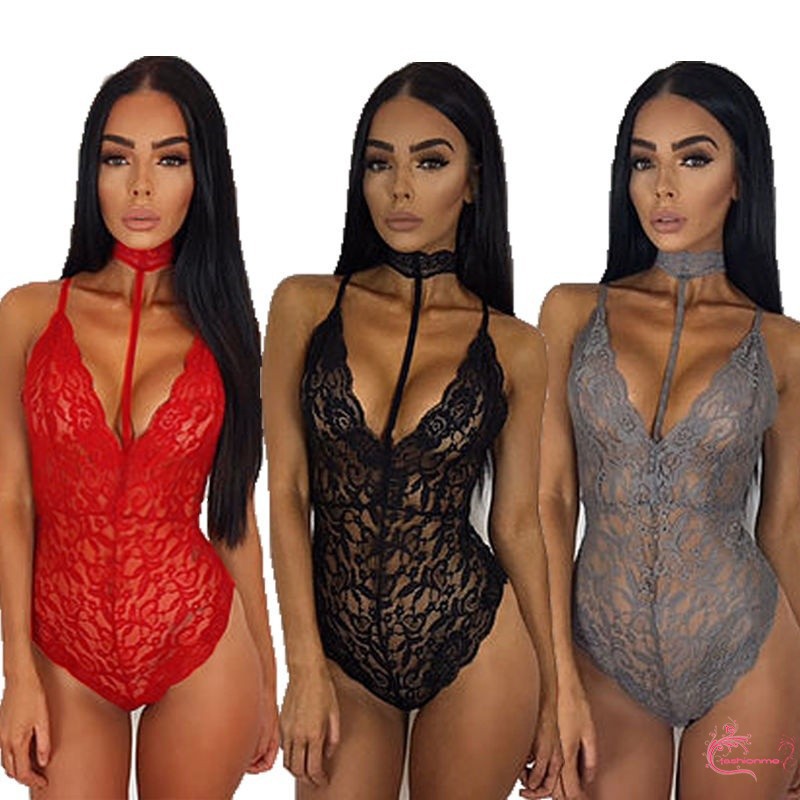 ღ𝓂ℰSexy Women Lingerie Lace Choker Bodysuit Top Blouse Babydoll Ladies Underwear Nightwear | BigBuy360 - bigbuy360.vn