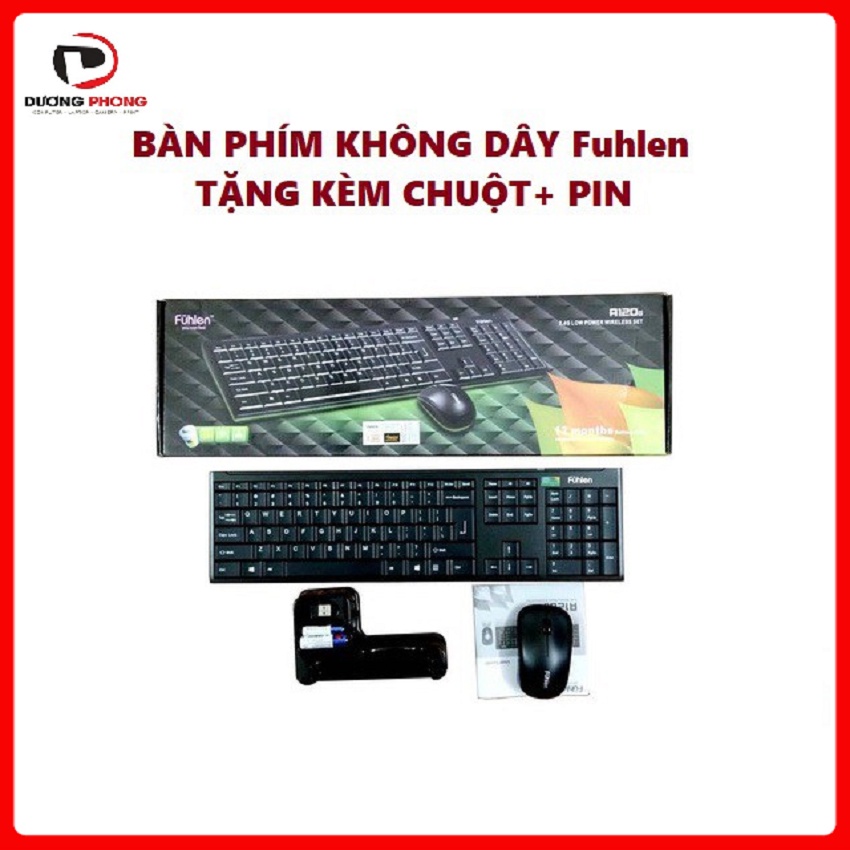 Bộ phím chuột không dây Fuhlen A120G Optical Wireless - BH24T Chính hãng