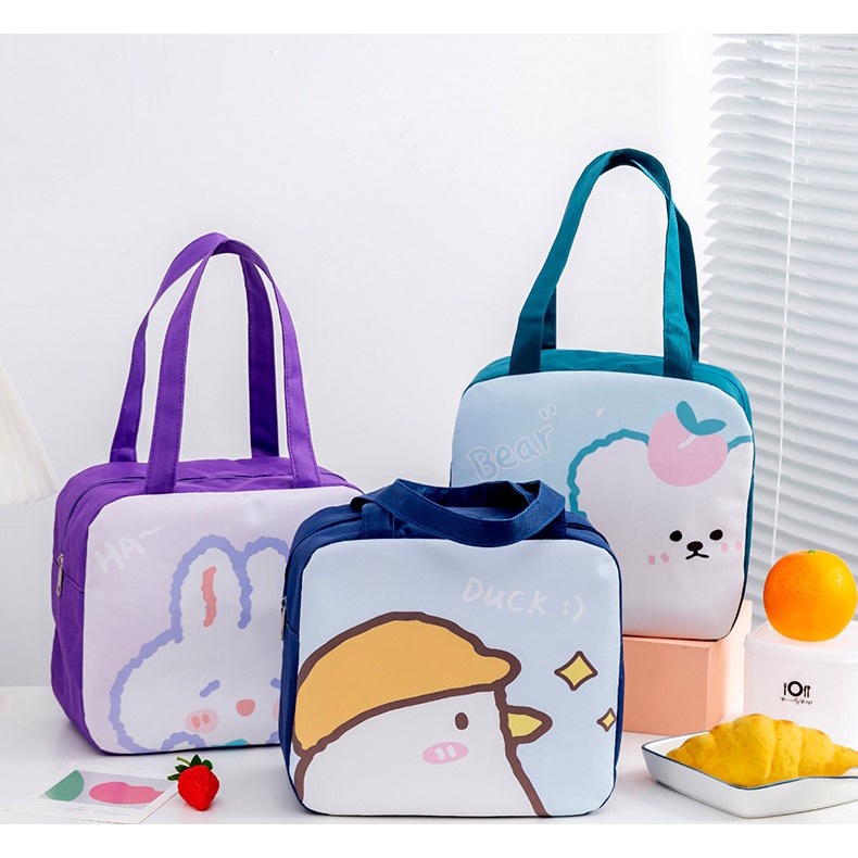 [Nhiều Mẫu] Túi giữ nhiệt họa tiết hoạt hình dễ thương vải Oxford cao cấp chống thấm #T11-1