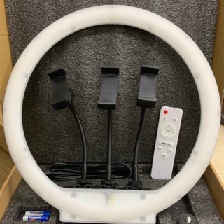 Bộ gậy đèn livestream 35cm có điều khiển với 3 kẹp điện thoại