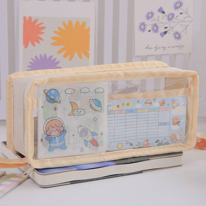 ⭐ iLado ⭐  Túi đựng bút trong suốt cute túi nilong/PVC túi zip nhỏ hộp vải đựng đồ Hộp đựng hộp bút hologram bút cute bọc zip tiểu an văn phòng phẩm Đa Dụng túi đựng đồ dùng cá nhân hình