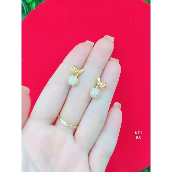 bông tai nữ mạ vàng quả cherry siêu xinh