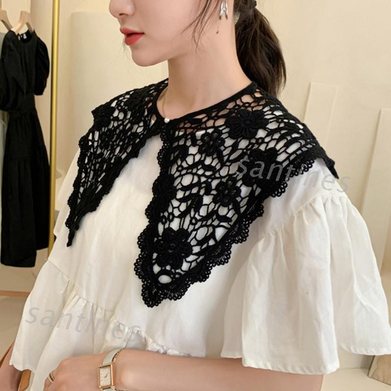 Khăn choàng cổ phối ren đính ngọc trai giả thời trang cho nữ