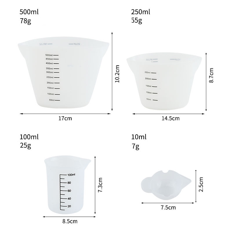 Cốc Đong Silicone ĐỦ SIZE 100ml/250ml/500ml - Cốc Đo Lường Dẻo Làm Bánh Có Thể Tái Sử Dụng Clovershop68