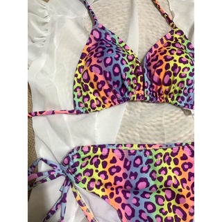 Bikini 2 mảnh da beo 7 sắc cầu vồng siêu nét