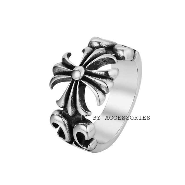 Nhẫn titan Chrome hearts Iris đơn không gỉ