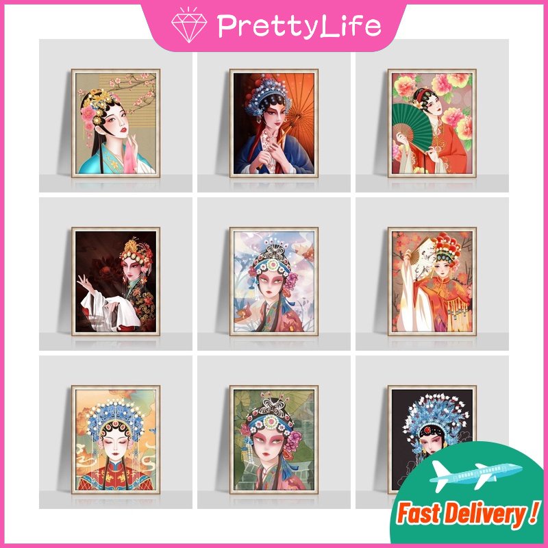 Bộ Tranh Đính Đá 5D Tự Làm 30x40cm / 40x50cm Hình Nhân Vật Opera Trang Trí Nhà Cửa