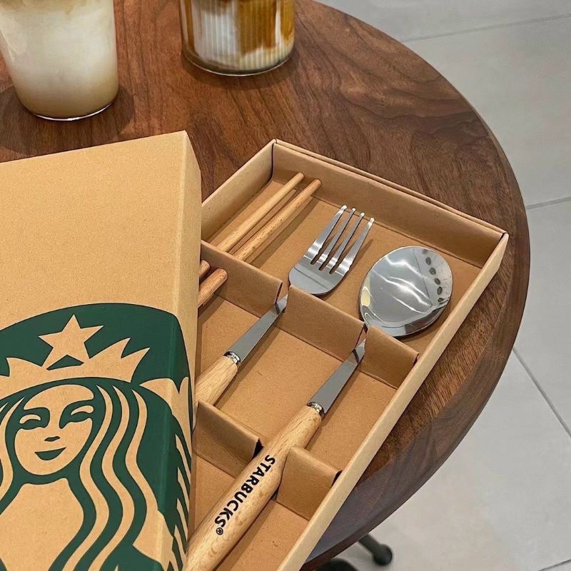 Bộ Hộp Sét 3 Đũa Thìa Dĩa Starbuck Cực sịn siêu hót hít