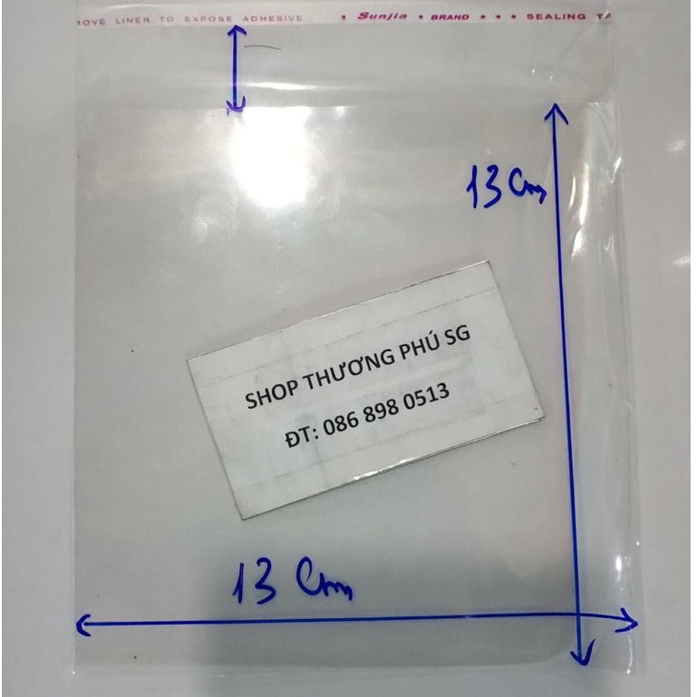 Túi nilon OPP trong suốt_Bịt ruột băng keo 13Cm X 13Cm