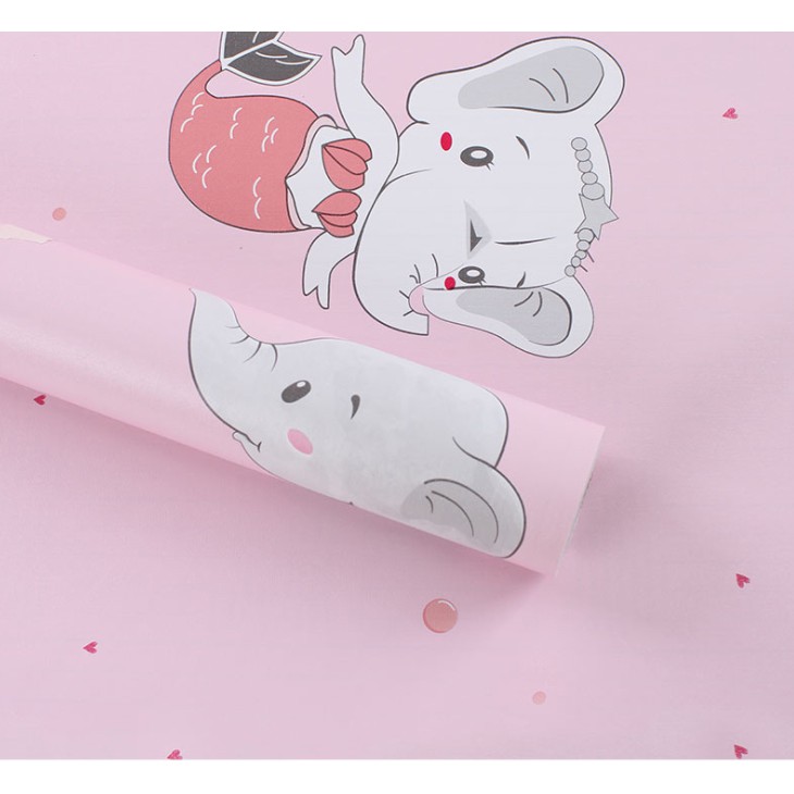 1 mét decal dán tường VOI CON HỒNG khổ rộng 45cm
