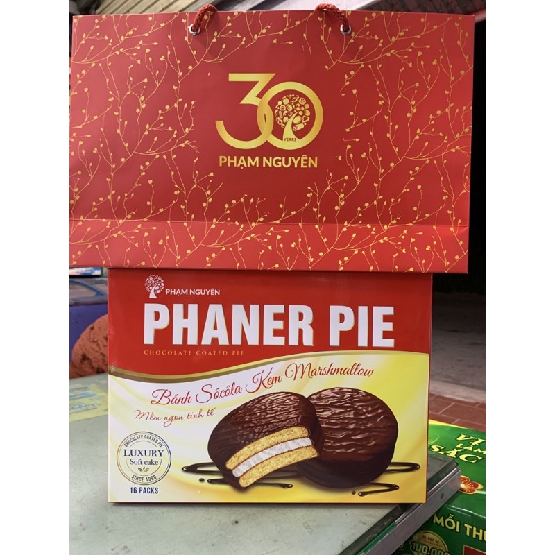 Bánh Choco Pie Phaner Pie Hộp Luxury 448g x 16 bánh ( Có Túi Xách )