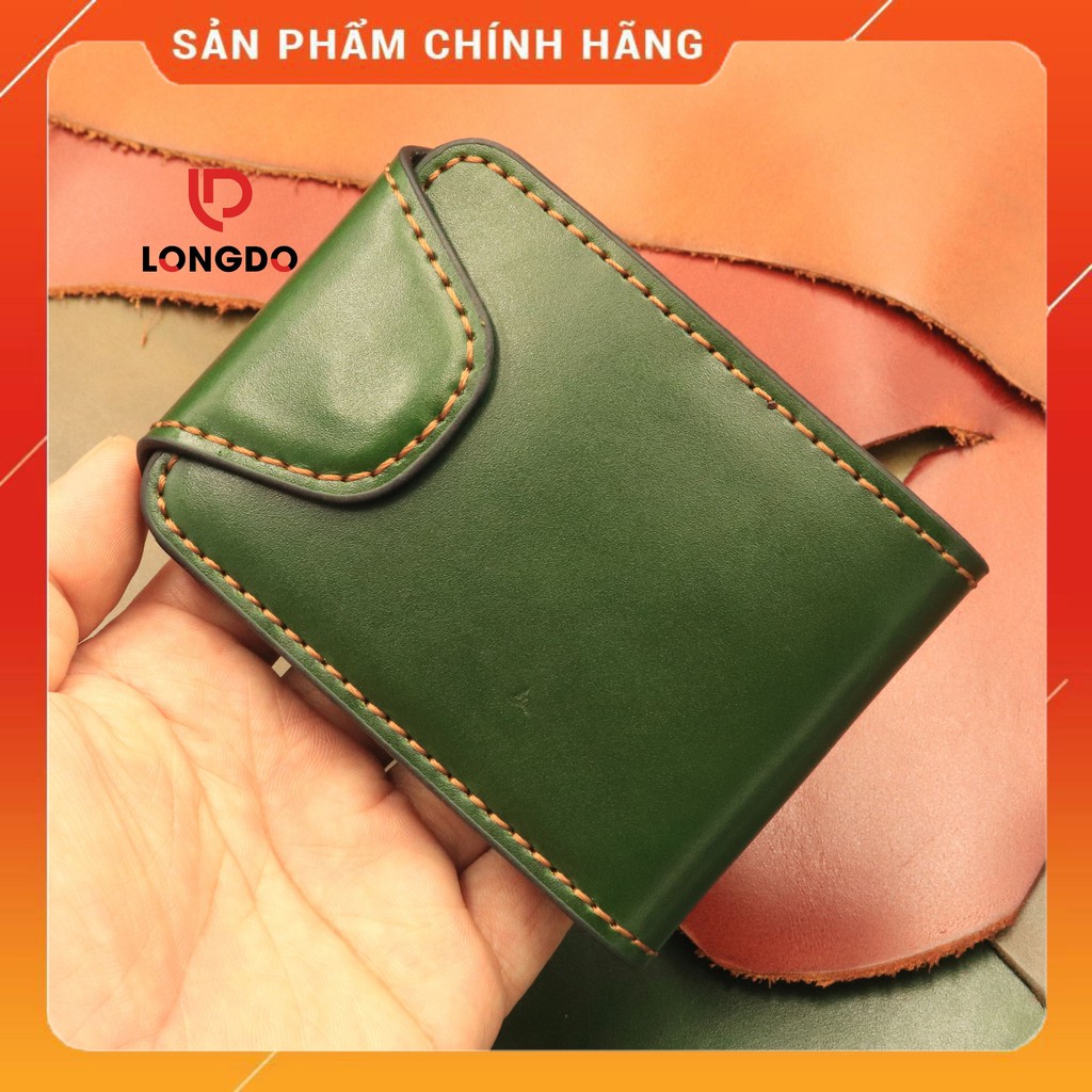 Ví Sen 5 Cao Cấp - Cam Kết 100% Da Bò Thật - Ví Nam Xanh Lá Cây Hàng Chính Hãng Thương Hiệu Longdo Leather