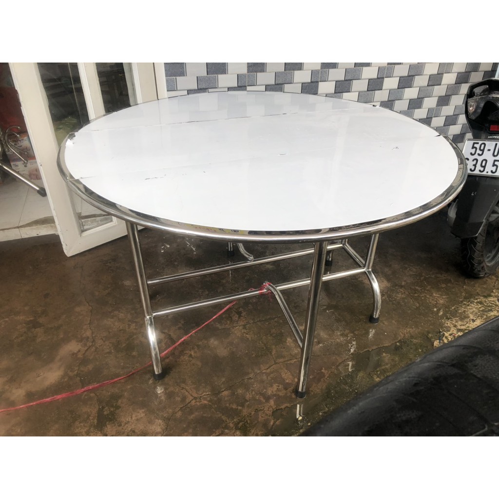 Bàn Tròn Xếp 3 Đường Kính 1m2 cao 75cm siêu dày - Inox Xuân Mai