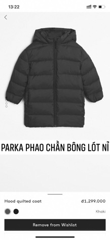 Áo khoác phao parka lót nỉ mango