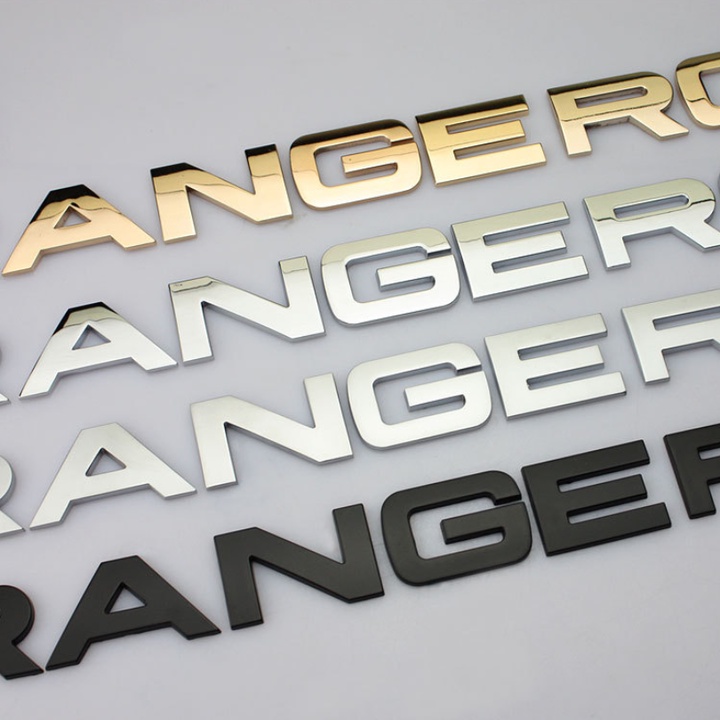 Decal tem chữ Ranger Rover inox dán đầu hoặc đuôi xe ô tô