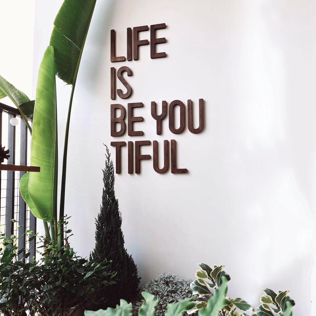 Chữ gỗ decor, chữ gỗ dán tường trang trí  nhà cửa, Vật trang trí tường Decor Quán Cafe - Màu gỗ nâu cao 20cm