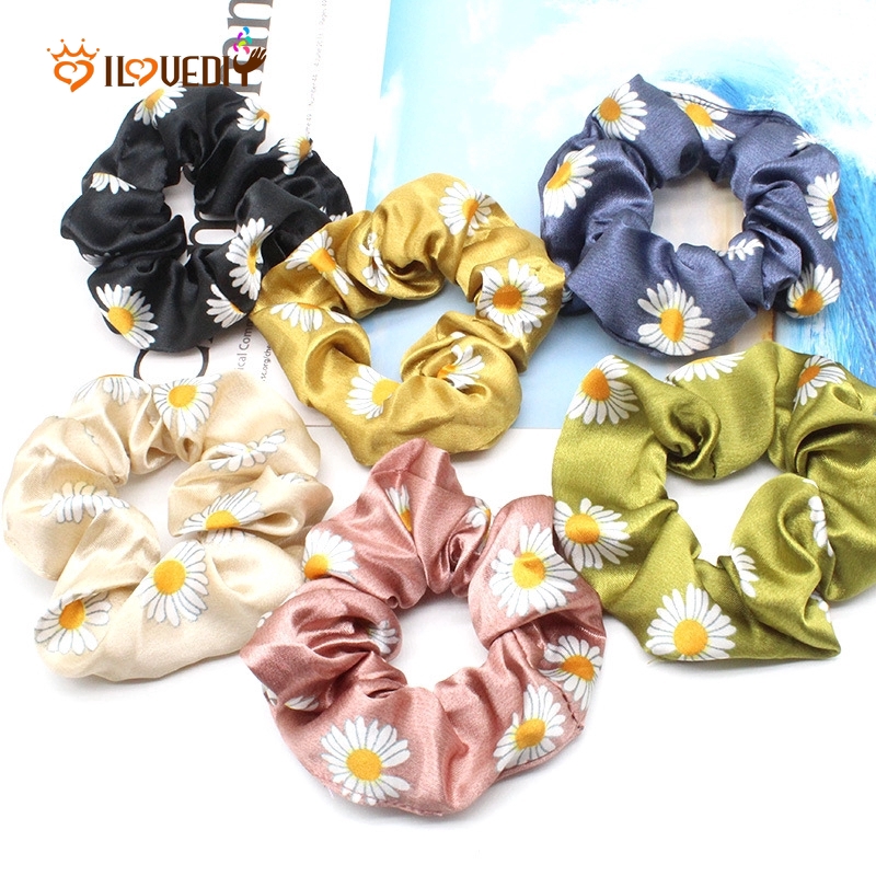 Thun Buộc Tóc In Hình Hoa Cúc Phong Cách Hàn Quốc