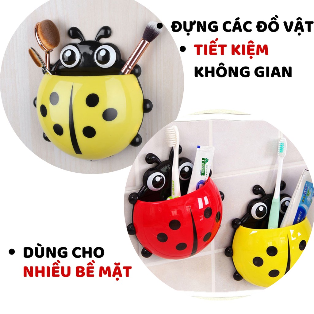 Hộp đựng bàn chải đánh răng hình con bọ cánh cam dễ thương kèm 3 miếng dán chân không siêu dính phân phối bởi Zozon