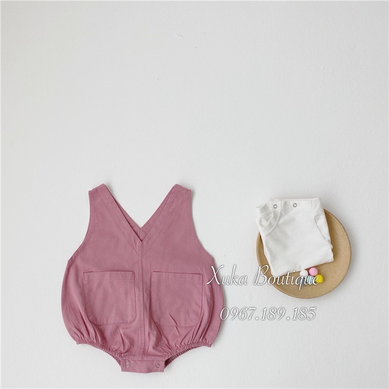 Yếm Kèm Áo Phông Trắng Quảng Châu Cho Bé 0-2 Tuổi Xuka Boutique Mẫu Hè Mới 2022 (Giá Sale)