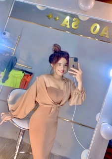 Set áo sơmi + đầm body 2 dây