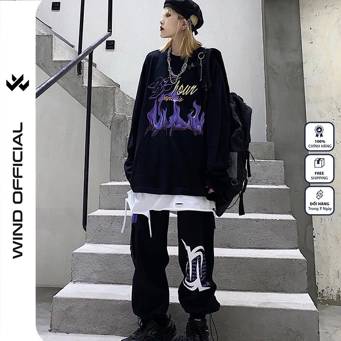 Áo sweater Unisex WIND phông tay dài form rộng 35HOUR, thời trang nam nữ oversize | BigBuy360 - bigbuy360.vn