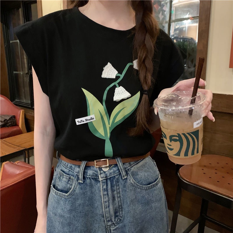 Áo Thun Sát Nách Dáng Rộng Thiết Kế Mới Thời Trang Mùa Hè Theo Phong Cách Hàn Quốc