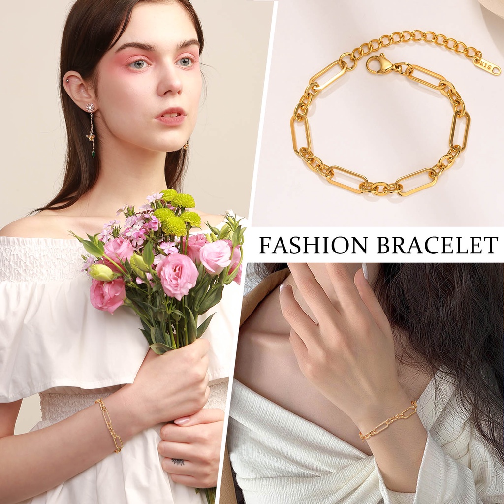 Vnox Vòng Tay Dạng Chuỗi Mạ Vàng Thời Trang Dành Cho Nữ