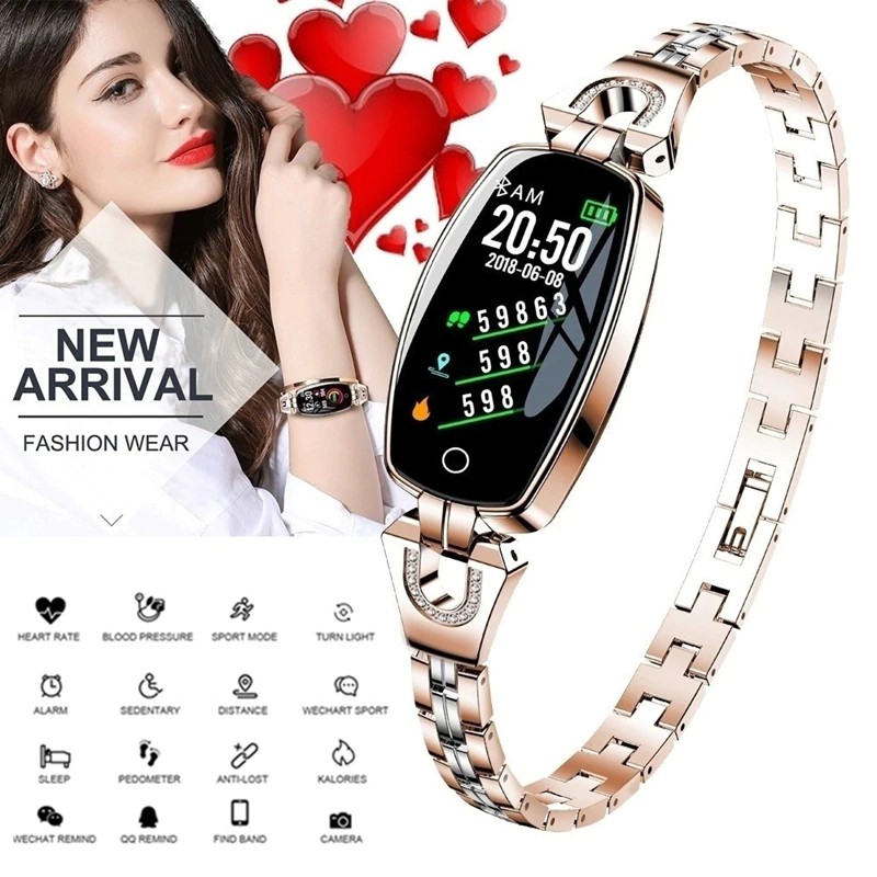 Đồng hồ đeo tay thông minh nữ H8 theo dõi thể dục chống thấm nước IP67 dành cho iOS/ Android