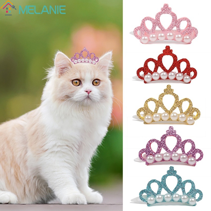 1 kẹp vương miện đính ngọc trai giả dễ thương cho thú cưng