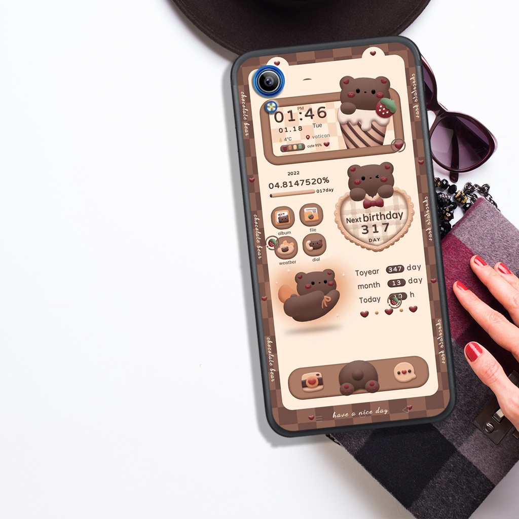 ỐP LƯNG VIVO Y30 - Y50 - Y51 2015 - Y91C (1820) - Y93 , IN HÌNH GẤU NÂU CHOCOLATE ĐÁNG YÊU.