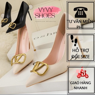 Giày cao gót lv 9 phân mũi nhọn gót nhọn hàng qccc- vyvyshoes19