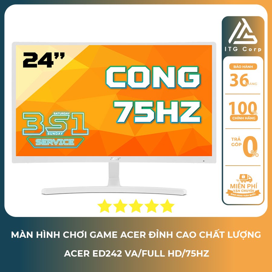 (Tặng chuột EM908 Black/Pink) Màn Hình Chơi Game Acer ED242 Đỉnh Cao Chất Lượng