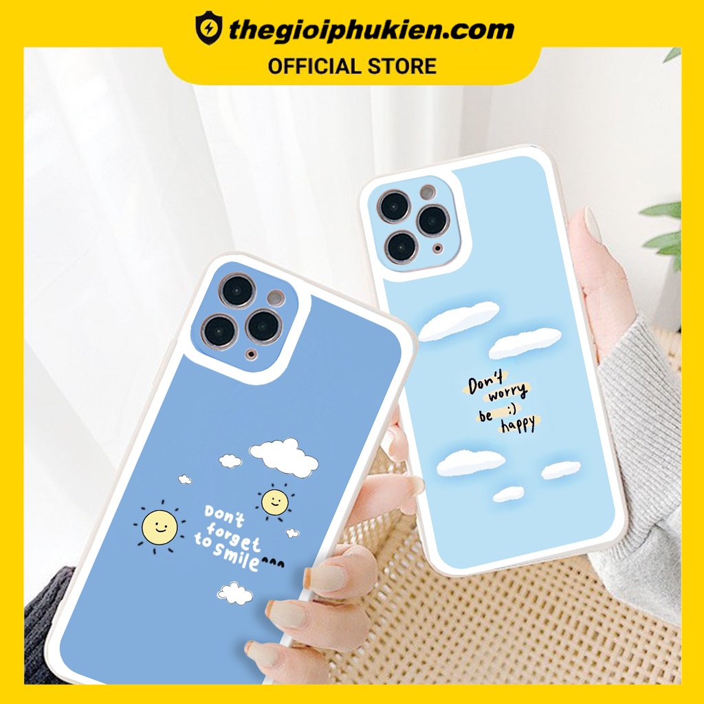 Ốp iphone - Ốp lưng iphone cạnh vuông viền camera Trời xanh mây trắng dành cho ip 6 đến 14promax - ng188
