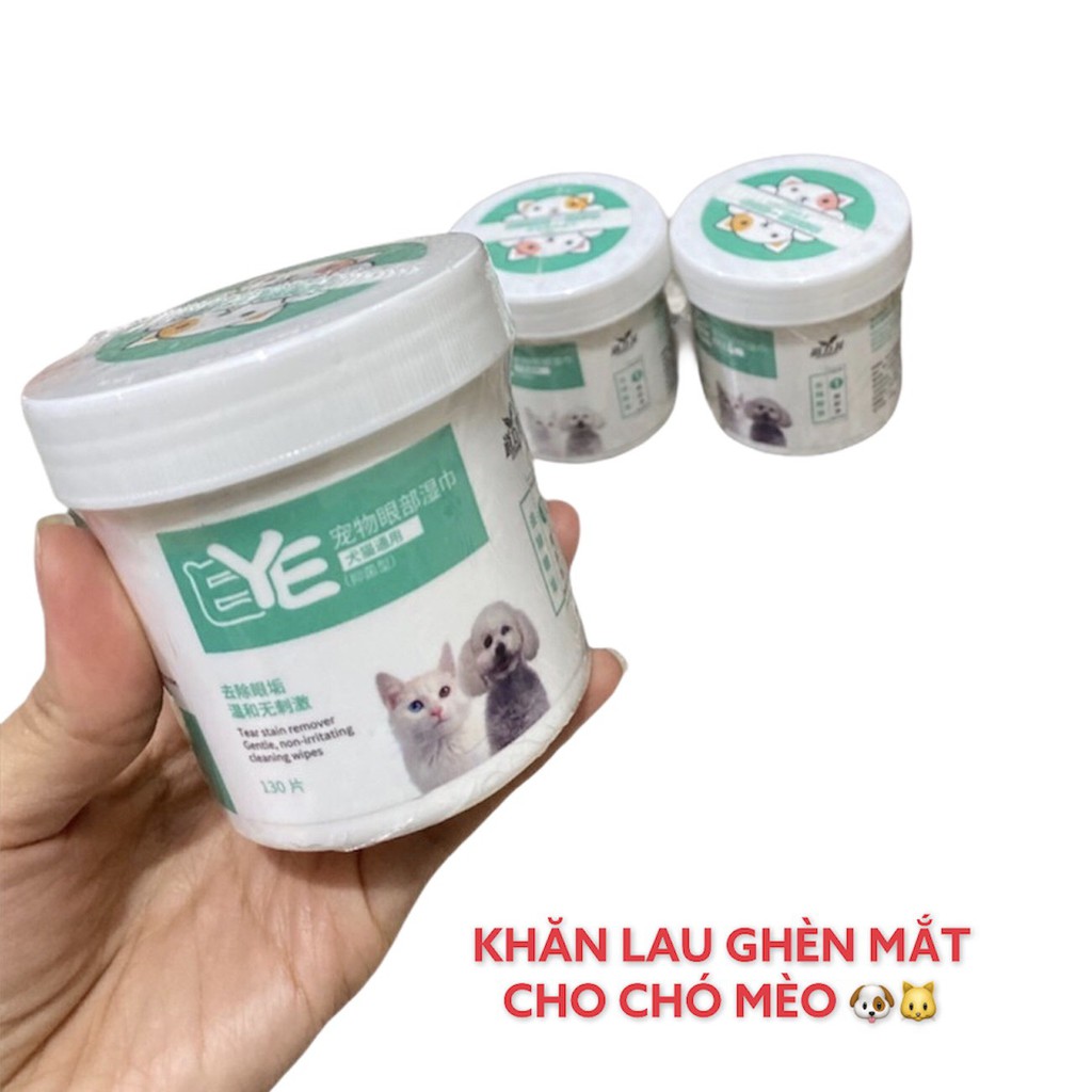 Khăn ướt lau nước mắt & tai ố bẩn cho chó mèo - hộp 130 chiếc
