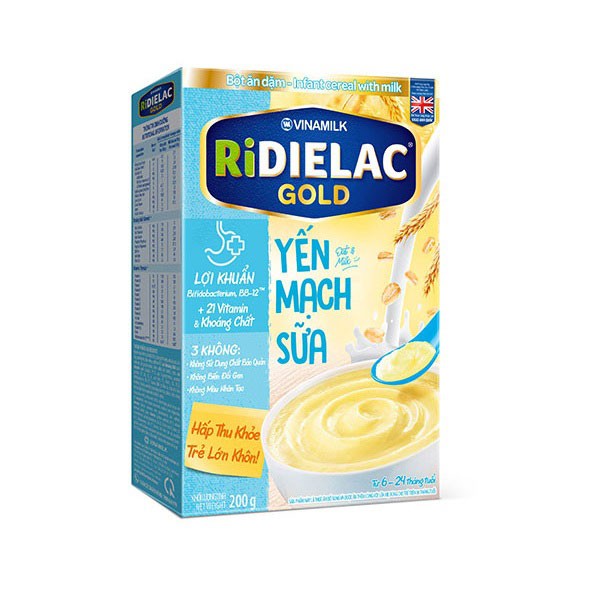 Bột Ăn Dặm Ridielac Gold Yến Mạch Sữa, 200g