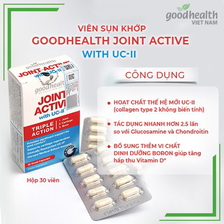 Viên sụn khớp Goodhealth Joint Active bổ sung UCII phục hồi tái tạo nuôi dưỡng sụn khớp hộp 30v