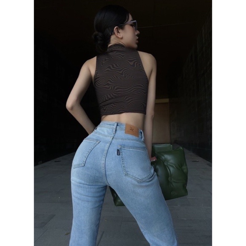 Quần jean ống loe cách điệu local brand Rockdenim