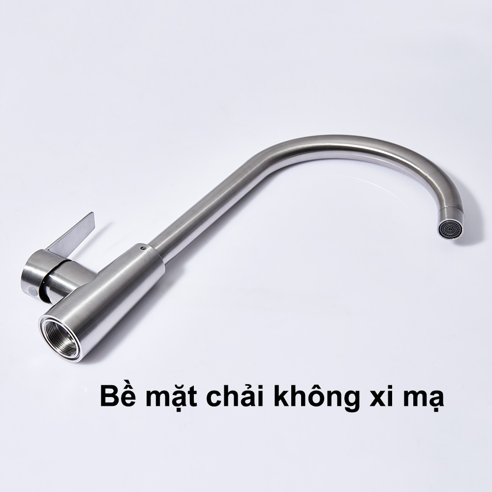 Vòi rửa chén nóng lạnh U-HOME Vòi Rửa Chén Bát Nóng Lạnh Inox 304 Cần Bẻ Lò Xo quay 360 SK30-203