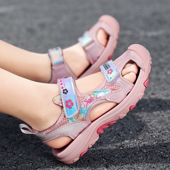 Giày sandal rọ bít mũi bé gái đi học quai hậu, giày bé gái 5-14 tuổi, Giày quai hậu công chúa thời trang mùa hè 2022